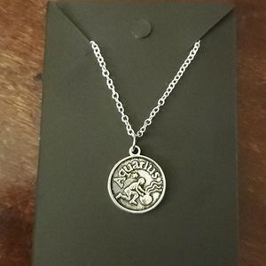 Zodiac Double Sided Aquarius Charm Necklace